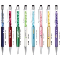 Elegant twist-action brass stylus pen with matching crystals and barrel...