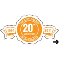 Indoor labels with Anniversary-Ribbon Recognition design; wound 500 or 1000...