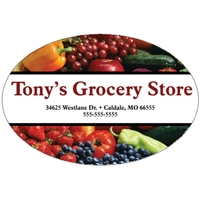 4.5" x 3" removable white vinyl decal with oval shape; suitable... from ASI...