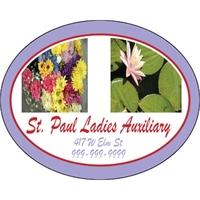 5" x 4" removable white vinyl decal with oval shape; suitable... from ASI...