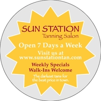 6" circle shaped decal made of clear polyester with face adhesive... from ASI...