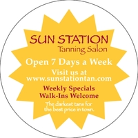 6" circle shaped white decal with static backing and a color... from ASI...