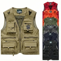 Breathable fishing vest with stowable back panel, multi-pocket design, and...