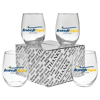 15 Oz. Stemless Wine Glass Thank You Set