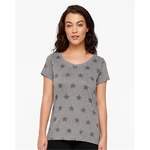Code Five Women's Star Print Scoop Neck Tee