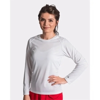 Women's long sleeve t-shirt with moisture management fabric. Blank...