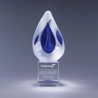 Art glass award with optic crystal base, two size options, gift... from ASI...