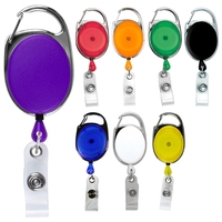 Carabiner style 30" retractable badge reel/holder with metal slip clip...