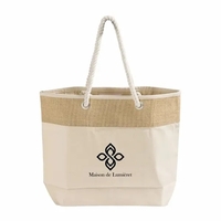Eco tote with jute-canvas build, rope handles, and cotton lining. Perfect......