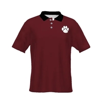 Custom adult sublimated polo with three-button placket, self-fabric collar...