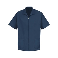 Zip-front smock made of polyester/cotton poplin available in navy or white......