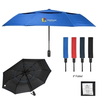 42" Telescopic Folding Umbrella With 100% rPET Canopy