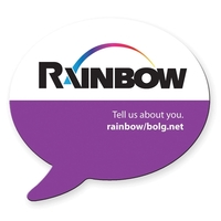 Shaped magnet with 0.020" thick surface, glossy lamination, and die...