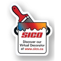 Shaped magnet with 0.020" thick surface, glossy lamination, and die...