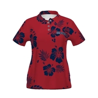 Custom ladies' sublimated polo with four-button placket, self-fabric collar...