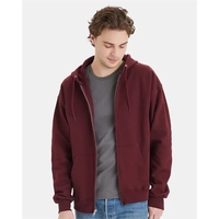Full-zip hooded sweatshirt made of cotton/polyester fleece and low-pill,...