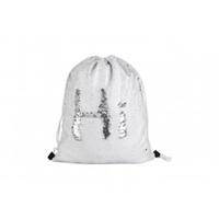 Sequin Drawstring backpack White Silver