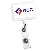 Rectangle shape retractable badge holder with belt clip and swivel bulldog......
