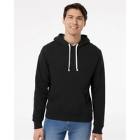 Triblend hooded pullover sweatshirt, coverstitched throughout, with a front...