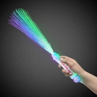 15" White Fiber Optic LED Light Up Glow Wand with Strobe