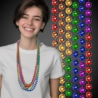33" Rainbow (7mm) Segmented Mardi Gras Bead Necklace