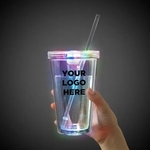 Light Up Travel Cup with Lid and Straw