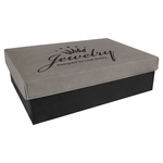 9.75" x 7" Gray Gift Box with Leatherette Lid