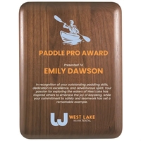 9" x 12" Elliptical Edge Round Corner Genuine Walnut Plaque