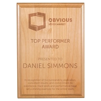 10.5" x 13" x 3/4" All American Red Alder display plaque.... from ASI 74601...