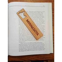1.5" x 6" hardwood bookmark with laser engraving, Minnesota state name......