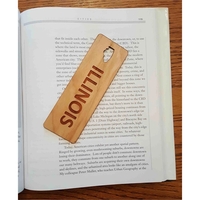 1.5" x 6" hardwood bookmark with laser engraving, Illinois state name... from...