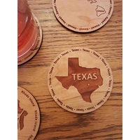 3.5" round wooden coasters with State of Texas shape in the... from ASI 92531...