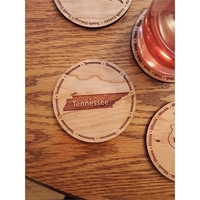 3.5" round wooden coasters with State of Tennessee shape in the... from ASI...