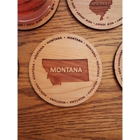 3.5" round wooden coasters with State of Montana shape in the... from ASI...