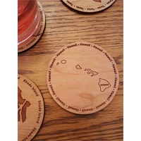 3.5" round wooden coasters with State of Hawaii shape in the... from ASI...