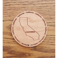 3.5" round wooden coasters with State of California shape in the... from ASI...