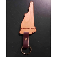 2" New Hampshire shaped hardwood keychains with laser engraving; USA-made...