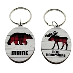 Buffalo Plaid Bear and Moose Keychains