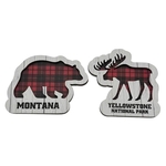 Buffalo Plaid Bear and Moose Magnet
