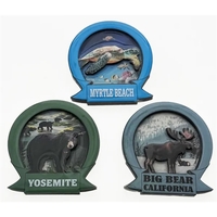 Circular Banner Wood Magnets: Bear, Moose, and a Turtle