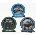 Circular Banner Wood Magnets: Bear, Moose, and a Turtle