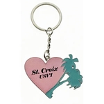 Heart Keychain w/Palm Tree