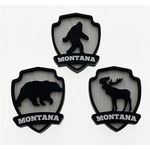 MDF Wood Shield Shape Magnets - Bear, BigFoot, and Moose