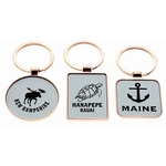 Rose Gold Keychain w/White Inlay - Circle, Rectangle, Square