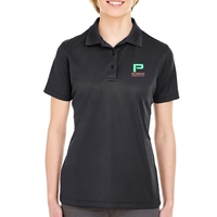 UltraClub® 4.4 oz. women's polo shirt made from 100% polyester, featuring......