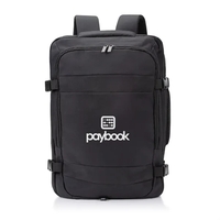 Durable 600D backpack with padded laptop storage, zip pockets, and...