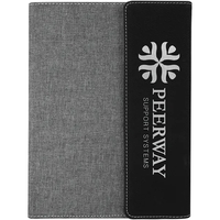 7" x 9" Black & Silver Leatherette & Gray Canvas Portfolio