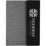 7" x 9" Black & Silver Leatherette & Gray Canvas Portfolio