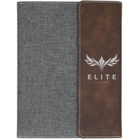 7" x 9" Rustic & Silver Leatherette & Gray Canvas Portfolio