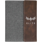 7" x 9" Rustic & Silver Leatherette & Gray Canvas Portfolio